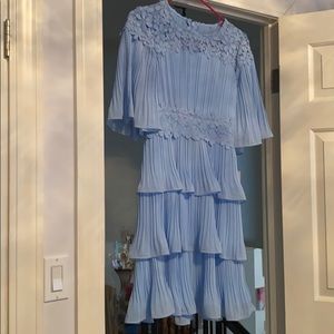 Blue flowy flower appliqué dress